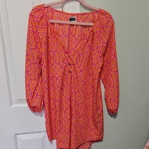 Vibrant Pink and Orange Geometric Women's Top Mudpie Large